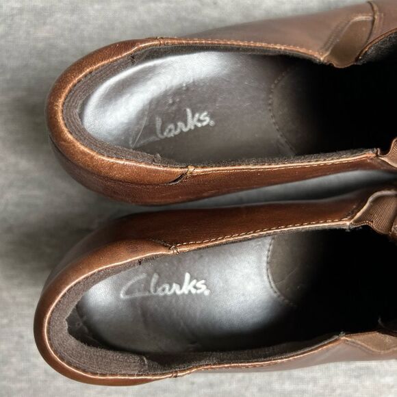 Clarks Partridge Brown Heeled shoe's Clogs slip on 80443 Women's Size 9M - Picture 7 of 10